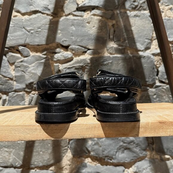 Chanel Black Caviar Leather CC Dad Slingback Sandals - Picture 5 of 13